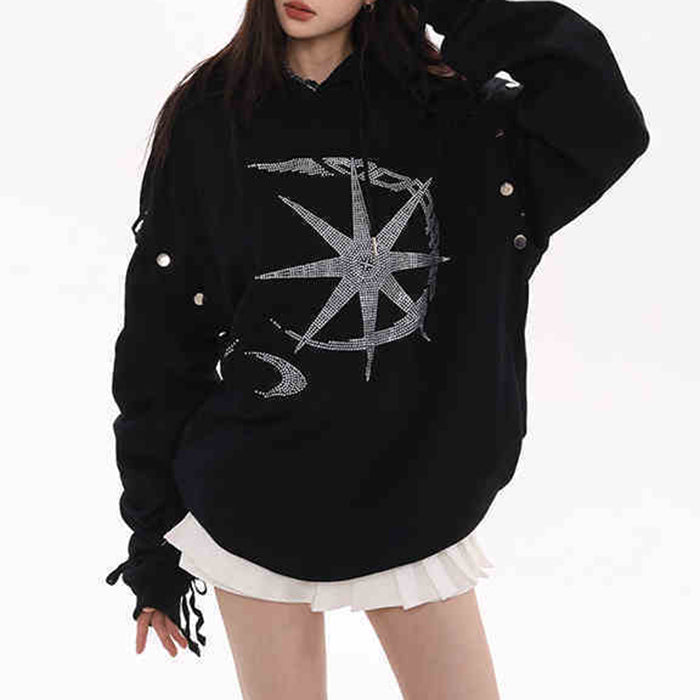 Sun & Moon Rhinestone Hoodie