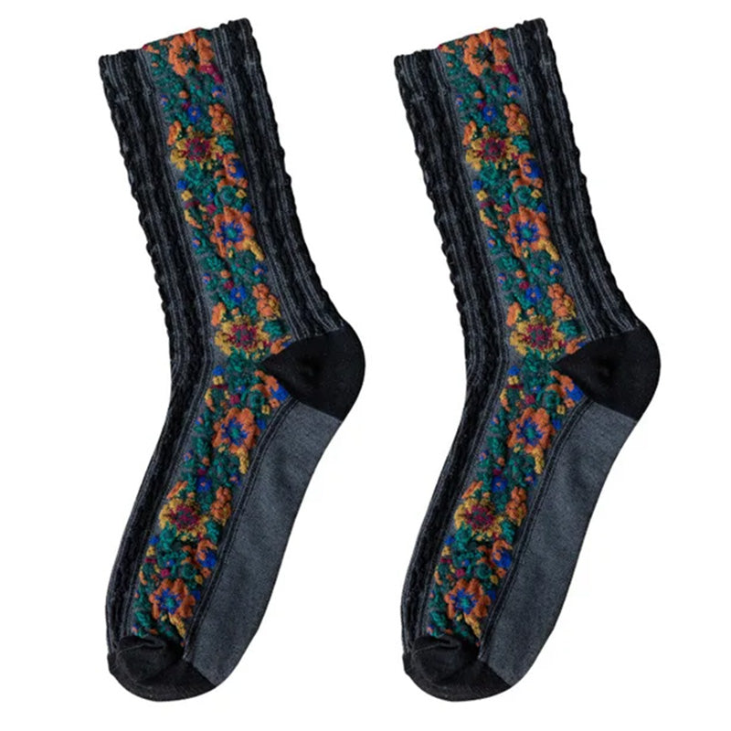 Vintage Embroidered Floral Socks