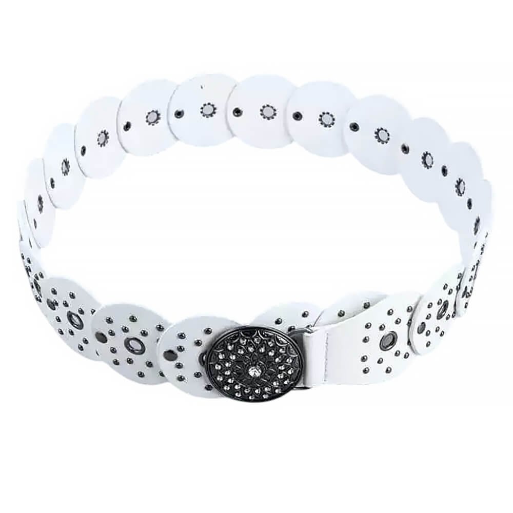 White Studded Boho Belt