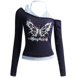 Y2K Butterfly Layered Top