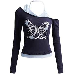 Y2K Butterfly Layered Top