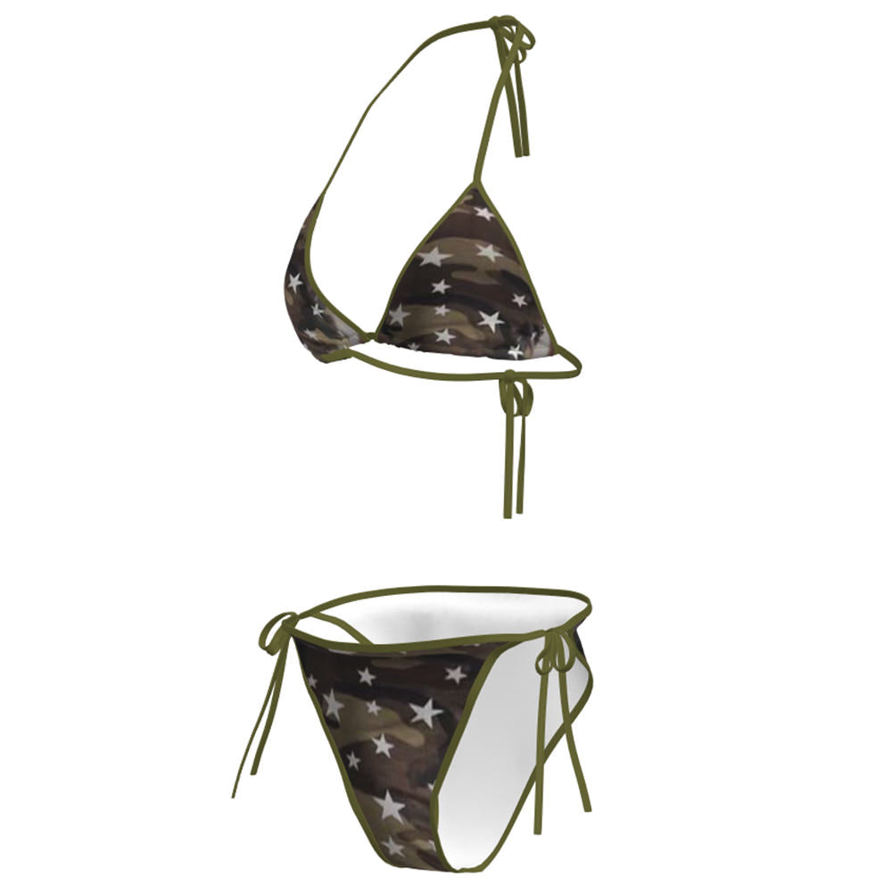 Y2K Star Pattern Camo Bikini Set